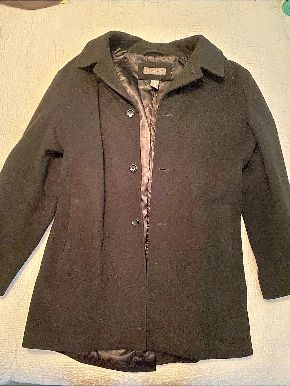 Men’s Banana Republic Black Button-Front Pea Coat Size XL